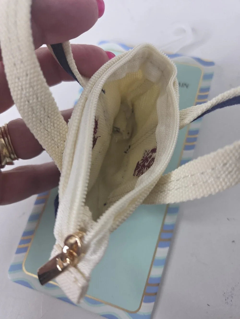 Piper K Mini Tote Coin Pouch Bag Charm Key Ring Lobster Embroidered NEW
